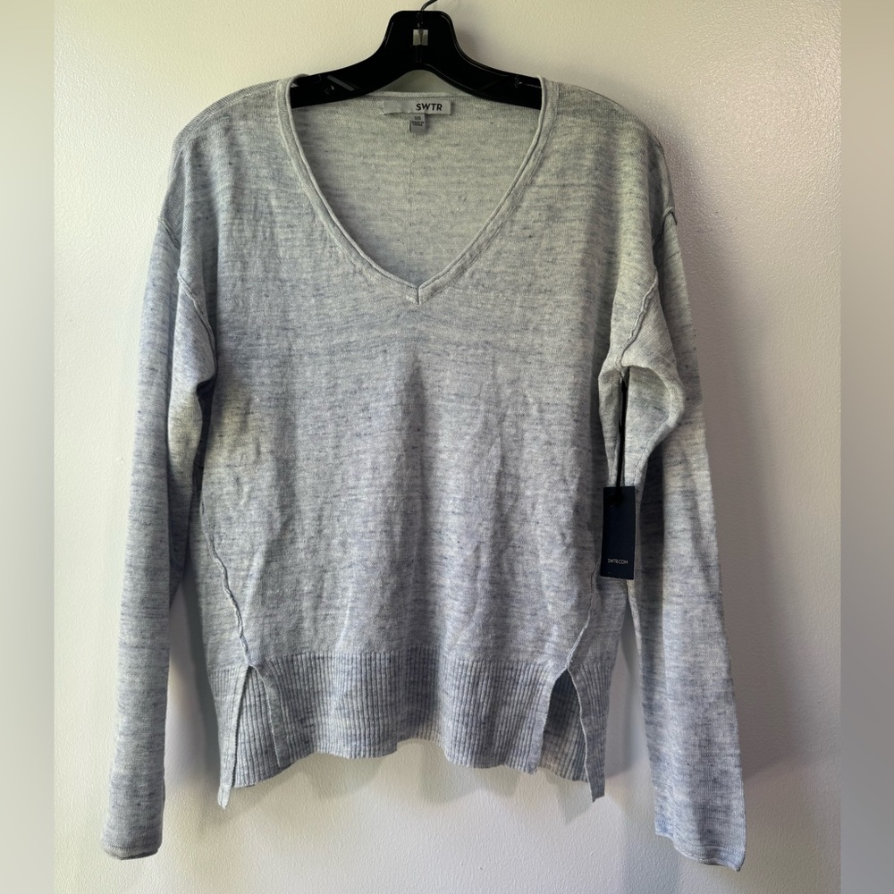 SWTR V Neck Lightweight 100% Linen Sweater